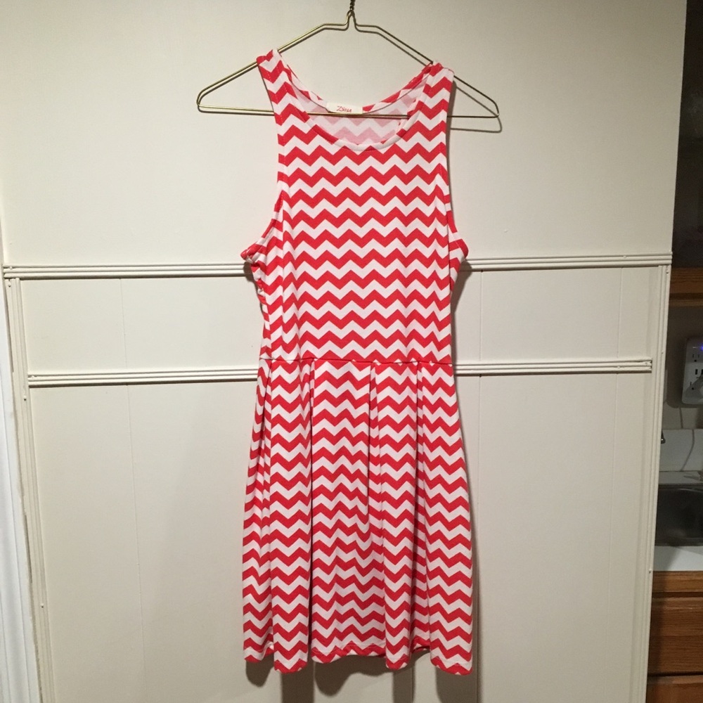 Red and white chevron sundress